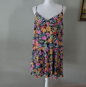 Emily Wonder Women's 1X Watercolor Floral Printed Mini Sundress Sleeveless